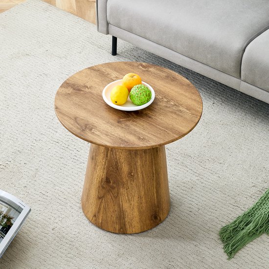Ronde salontafel in natuurlijke houtlook (MDF) – 50 cm diameter, 48 cm ...