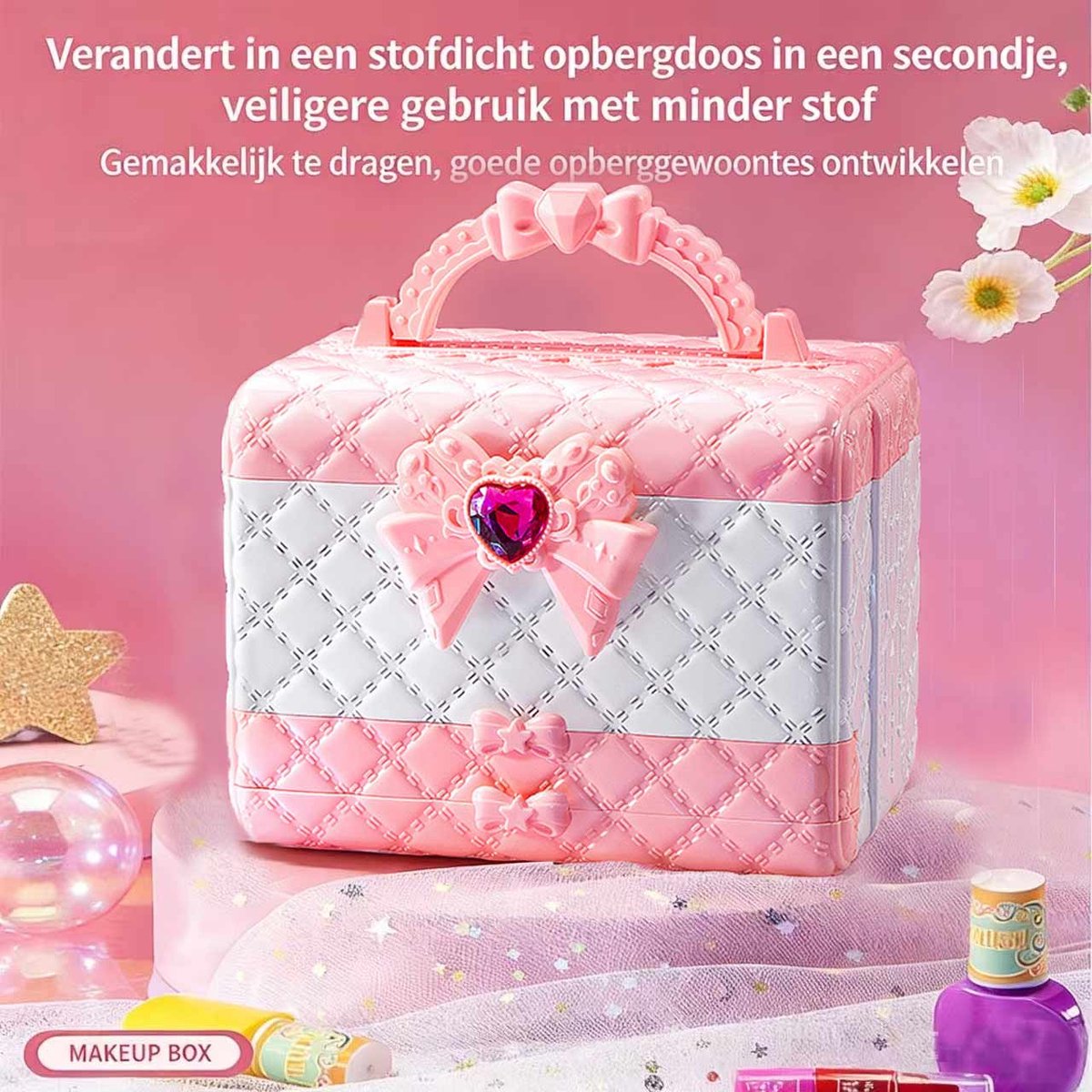 Meedeer kinder make up meisjes-kinder speelkoffer-Make up set Meisjes-Make up meisjes koffer-Met spiegel-hypoallergeenmeisje-speelgoed voor Halloween-kerstcadeau voor meisjes van 4 tot 12 jaar — afbeelding 7