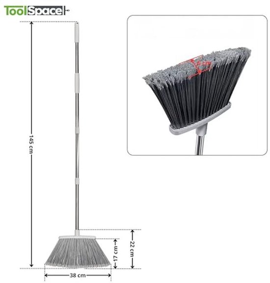 Multifunctionele Tuinbezem 133cm - Robuuste Steel Bezem voor Binnen en Buiten Schoonmaken — afbeelding 3