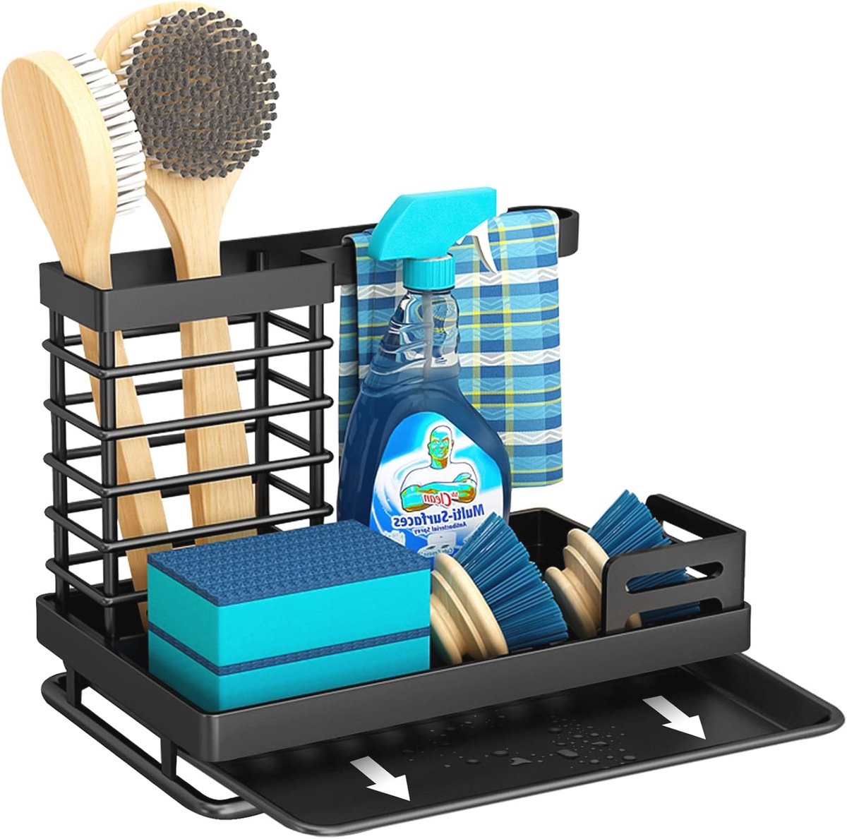 Gootsteenorganizer met afvoer - Multifunctionele keuken- en badkameroplossing