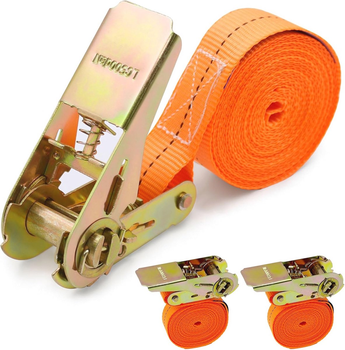 Bevestigingsriemen met ratel 25 mm x 4 m - 3 Stuks - Duurzaam voor 800 kg - Oranje