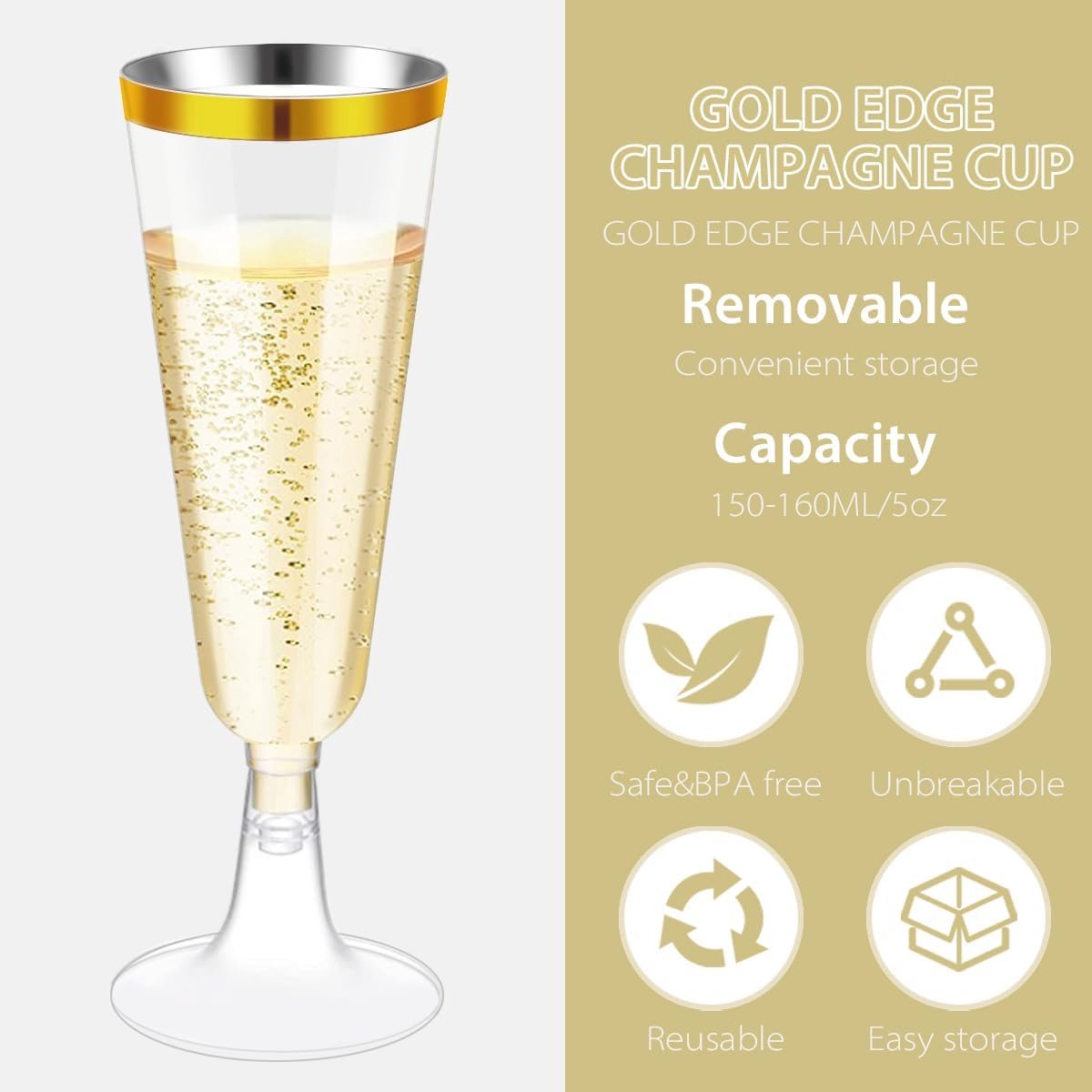 Herbruikbare champagneglazen - 25 stuks - 150 ml - Voor feesten en evenementen