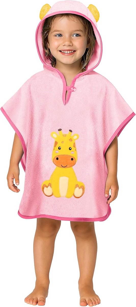 Zachte Badponcho Kinderen met Capuchon - 100% Katoen Badstof Handdoek voor Baby en Peuter