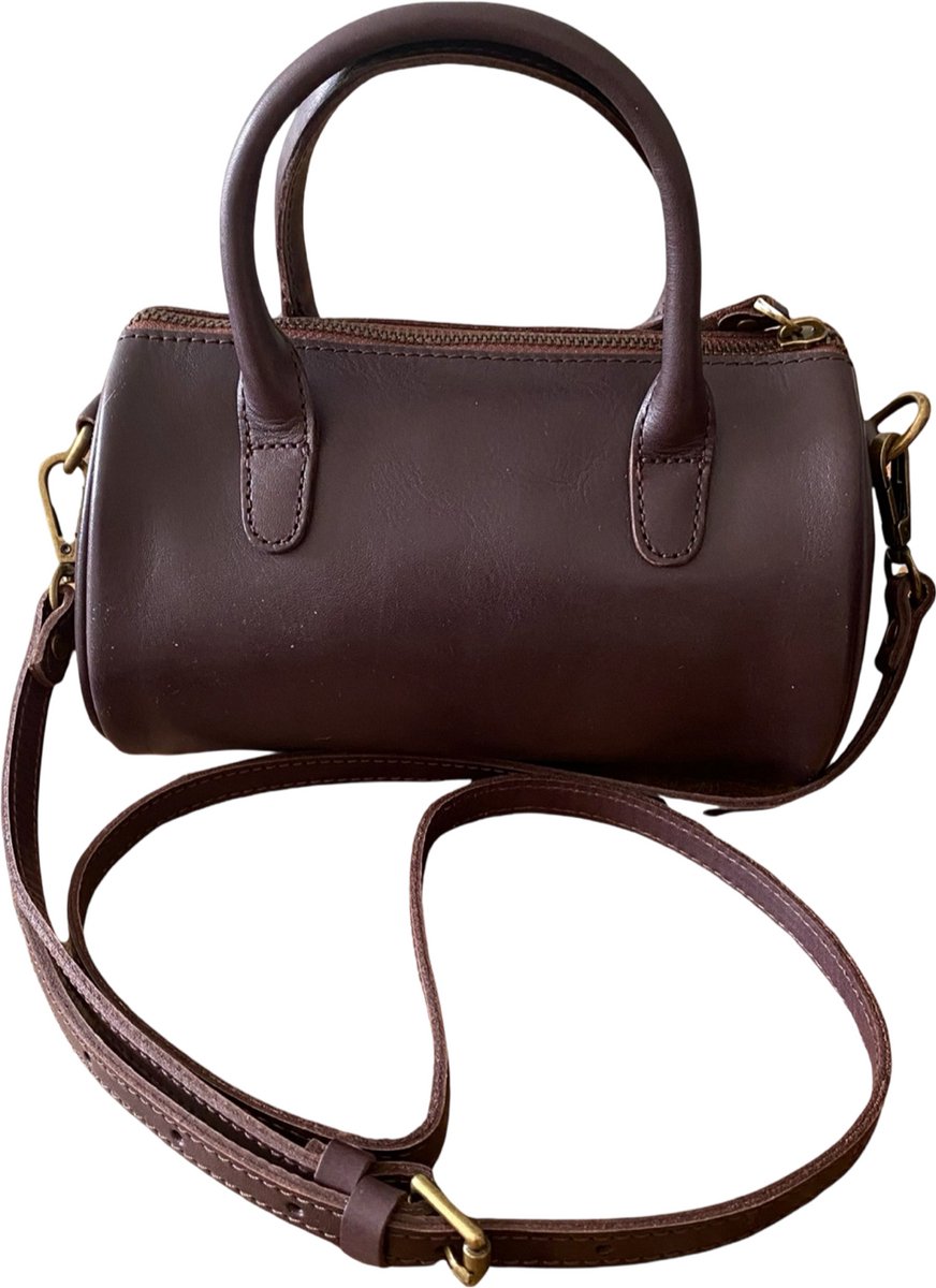 Lederen bol tas/donkerbruin/Bling-it