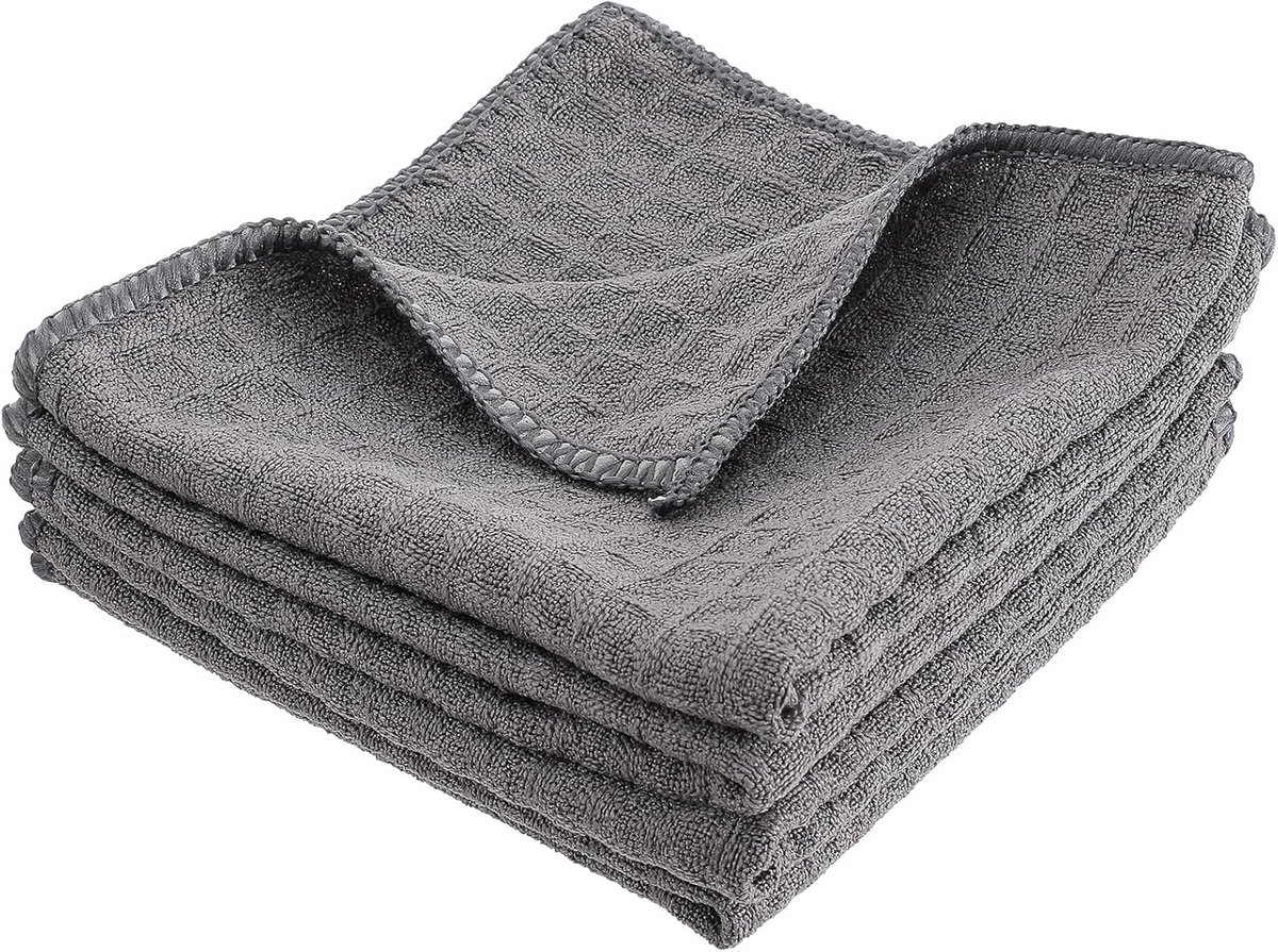 4x Wafelstructuur Microvezeldoeken - Zeer Absorberend en Sneldrogend Keukentextiel