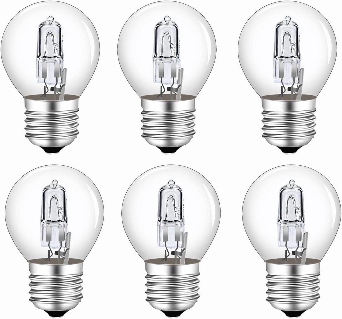 Set van 6 G45 Globe E27 Gloeilampen 42W Dimbaar Warmwit 2700K Transparant