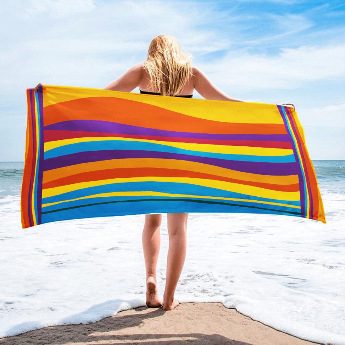 Extra Grote Gestreepte Strandlaken, Microvezel Strandlaken, Absorberend En Pluisvrij, Snel Drogende Reisstrandlaken, Geschikt Voor Strand En Zwembad, 70x140cm