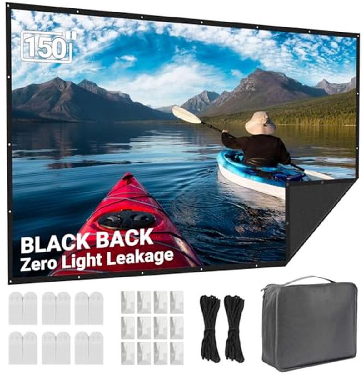 Beamerscherm 150 inch - Draagbaar, Opvouwbaar en Wasbaar - Voor Thuisbioscoop en Buiten
