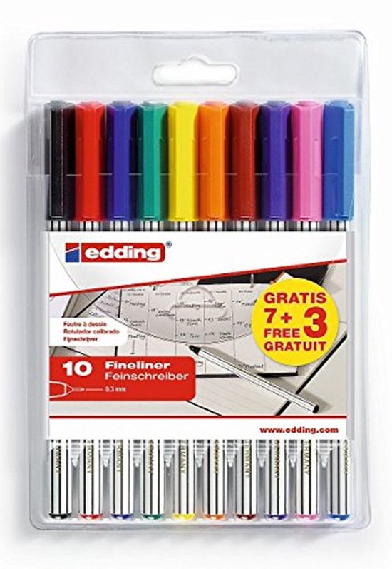 Fine Liners Kit Fine-Liner Set 10-delig - 0,3 mm Lijnbreedte voor Nauwkeurig Schrijven ...