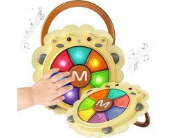Baby Musical Electronic Drum Toys Set Light Sound Instruments Game Activity Learning Toy Holiday Christmas Birthday Gifts voor Toddler pasgeboren 18 maanden en omhoog (schapen)