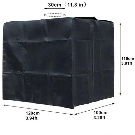 IBC-tankhoes – 120x100x116 Cm, Waterdicht, UV-bestendig, Oxford 210D, Voor 1000-liter Regenwatertanks, Zwart