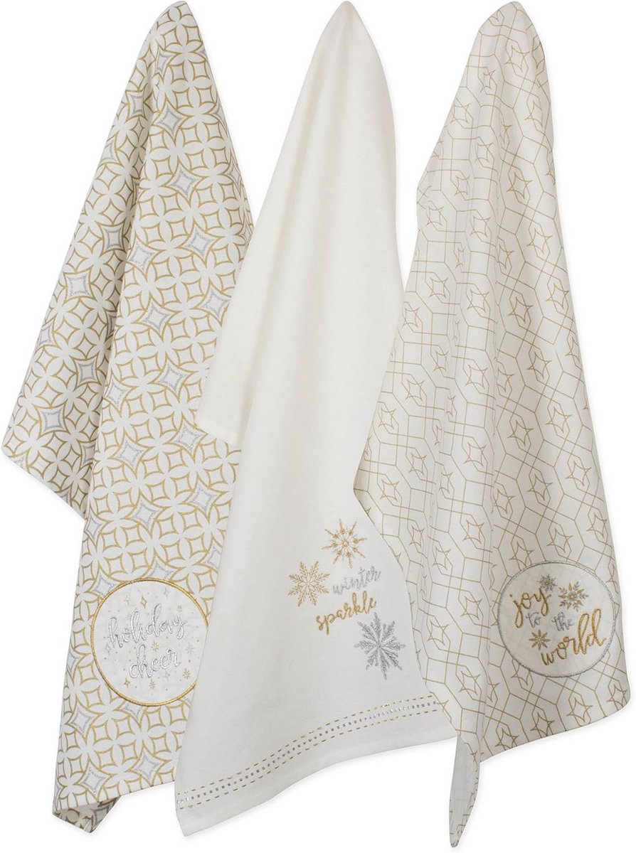 Set van 2 Metallic Katoenen Vaatdoeken - Absorberend en Sneldrogend Keukentextiel