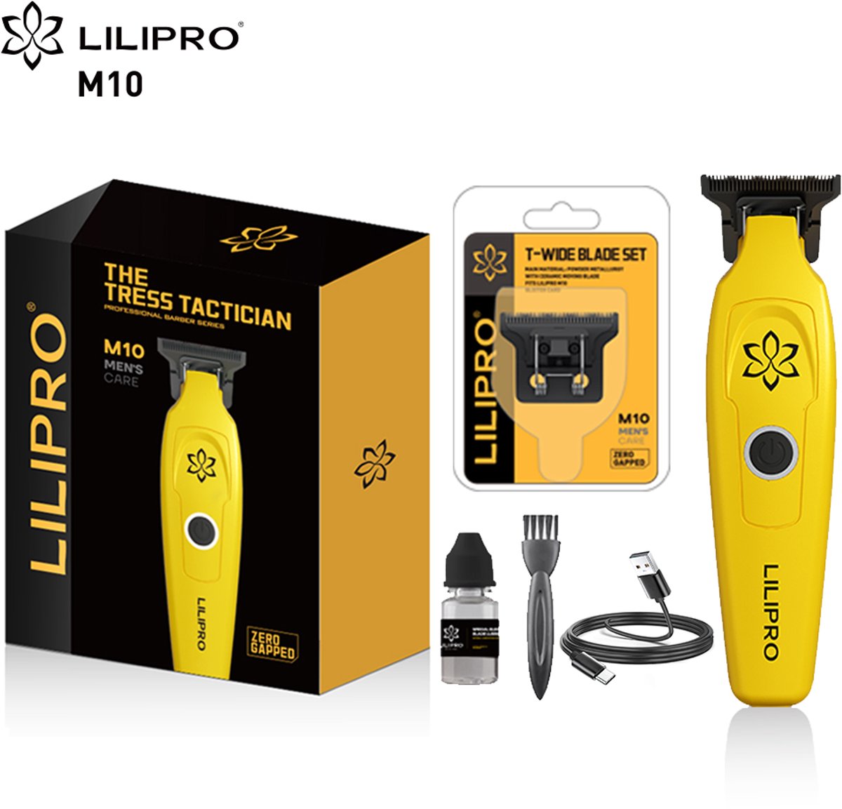 Lilipro De Tress Tacticus M10 Baber Draadloze Oplaadbare Edgers Tondeuses Kapper Elektrische Zero Gapped Dlc T-Blade Trimmer professioneel