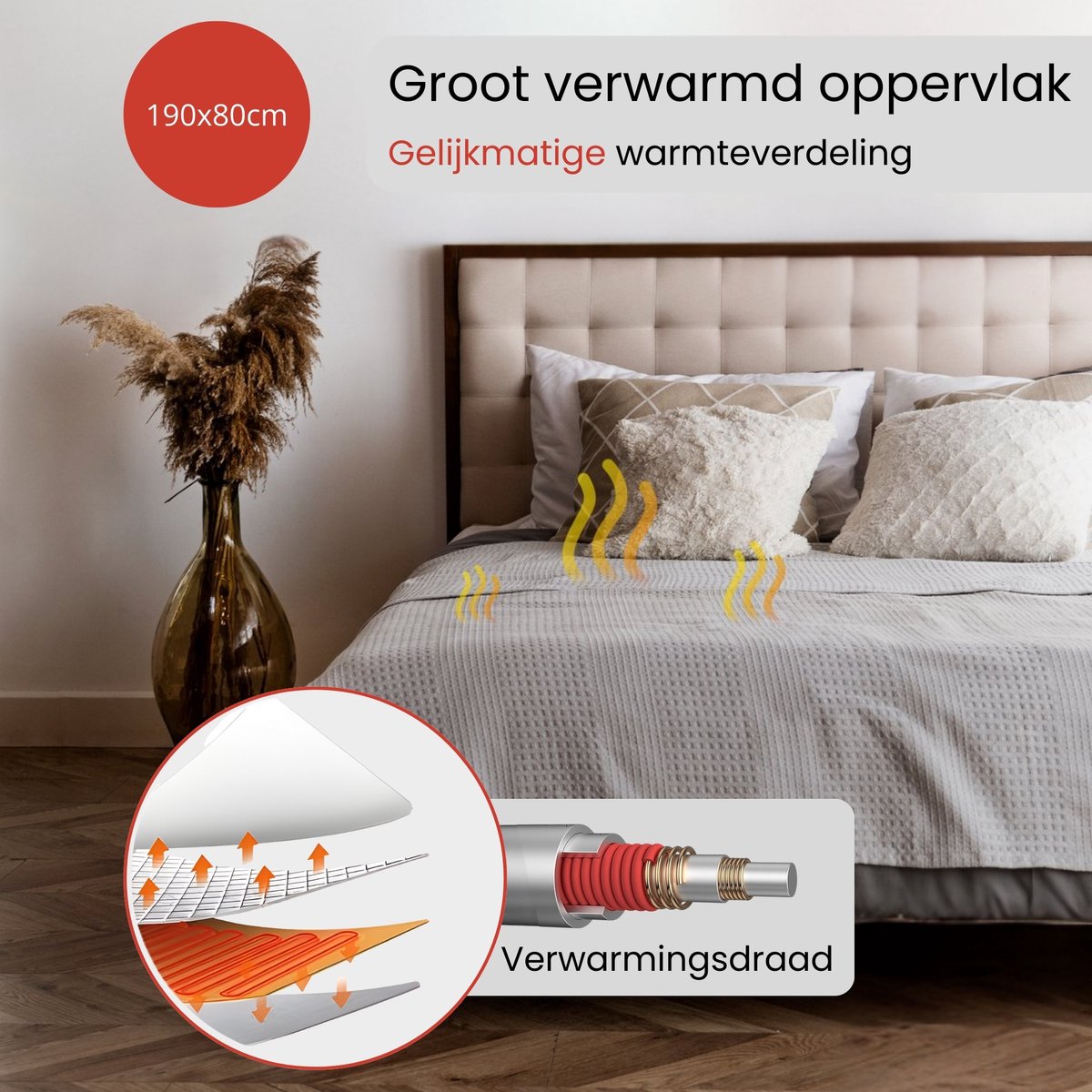 Elektrische deken - Elektrische onderdeken - 190 x 80 cm - XL formaat - 4 warmtestanden - 12 uurs timer - Warmte deken – foto 6