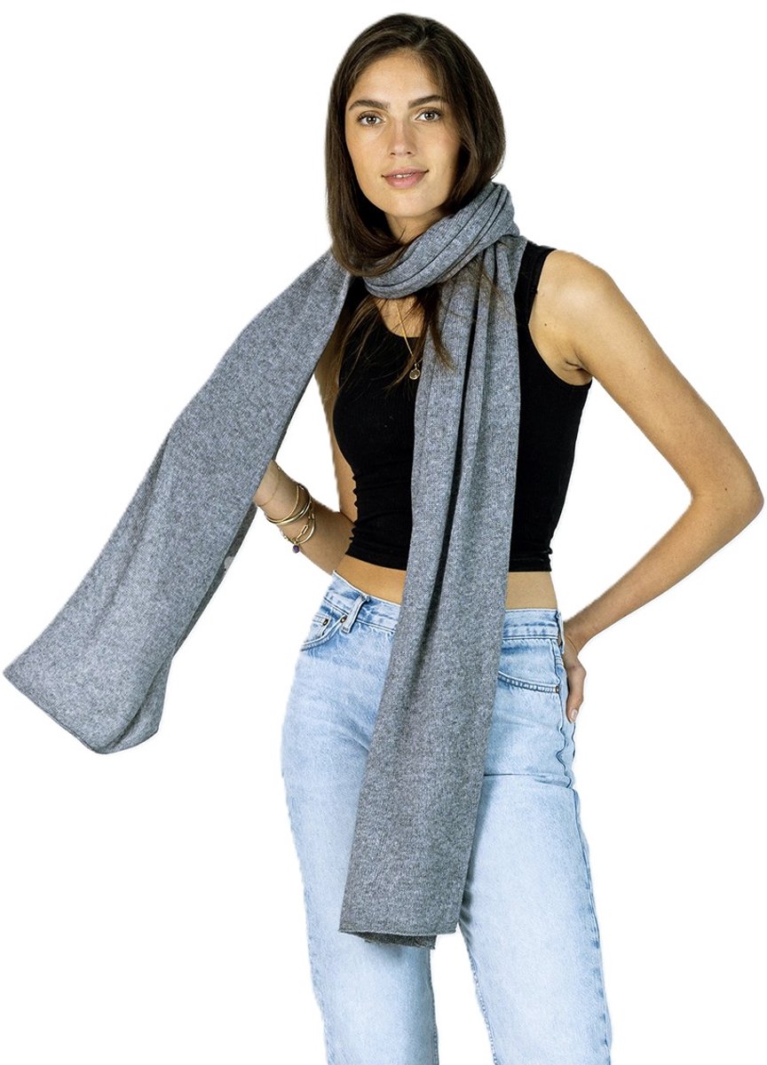 Cashmere & Merino Wol Blend Luxe Sjaal – Effen Jeans Blauw – Superzacht, Warm & Ademend – Premium Dames/Heren Sjaal