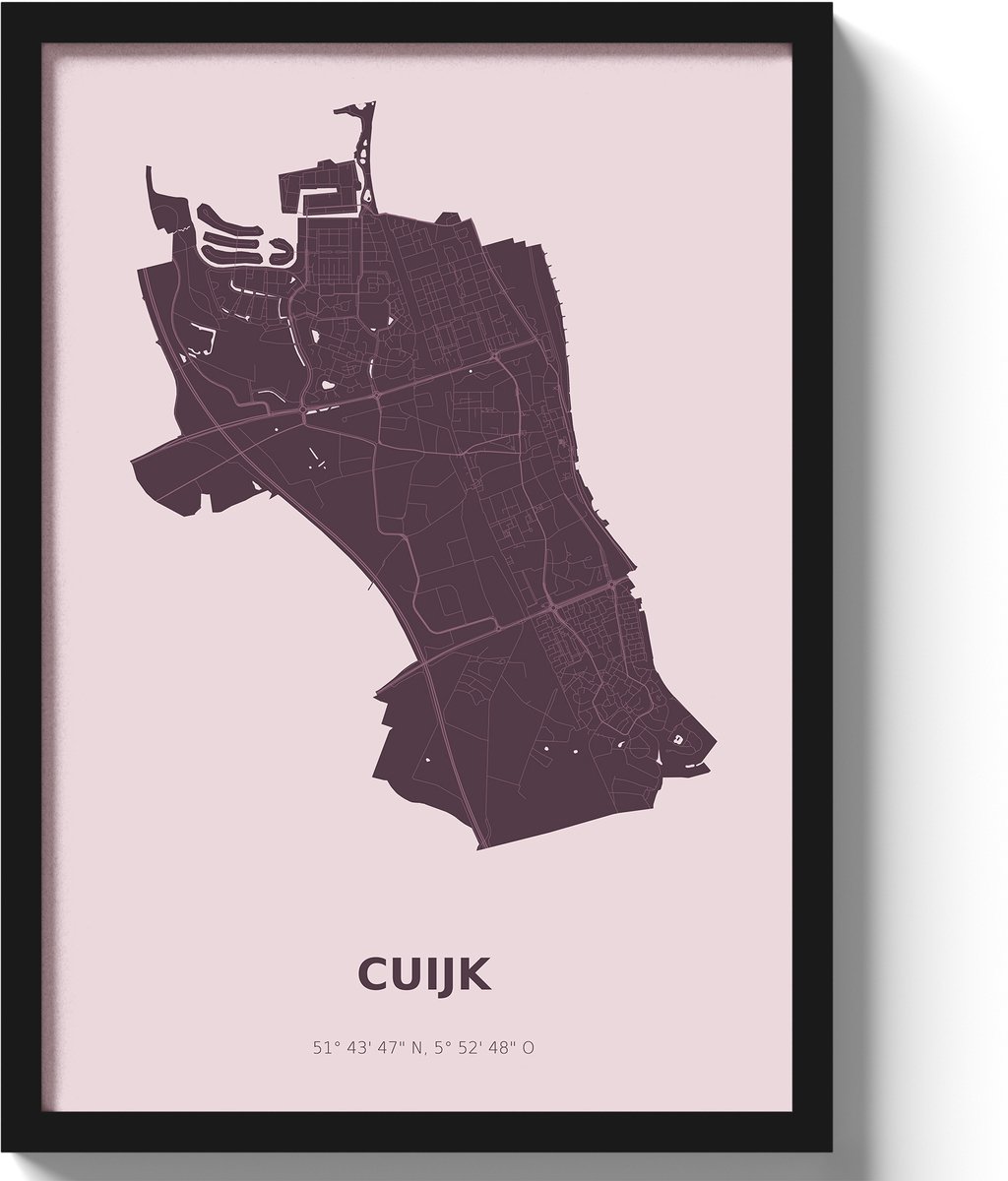 Poster Cuijk A3 - 30 x 42 cm - Paars (Exclusief Lijst)
