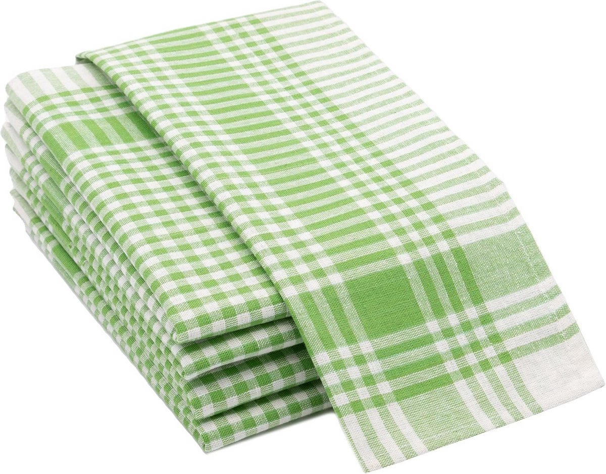 Set van 5 theedoeken in geruit design, 100% katoen, 50 x 70 cm, wasbaar tot 60 °C