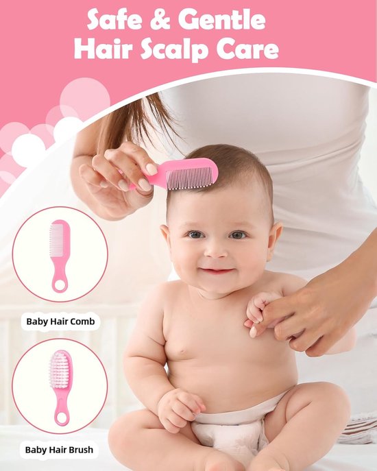 Babyverzorgingsset - Inclusief haarborstel, kam, nagelknipper, enz. - Geschikt voor pasgeborenen, baby's en peuters - 8-delige set met pipetjes - Kam, borstel, neusaspirator - 8-delige verzorgingsset EVA-tas van Merkloos — afbeelding 3