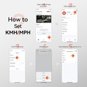 Instructies voor het instellen van KM/H op een smartphone met app-schermopnames.