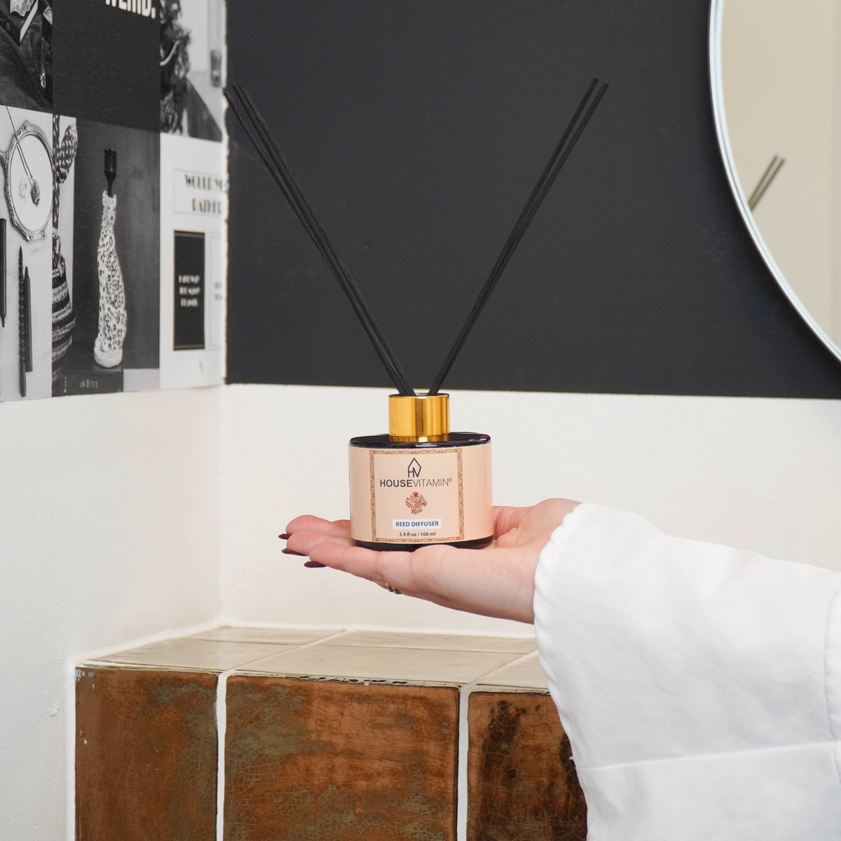 Reed Diffuser Geurstokjes 100ml – Amber – Luxe Geurverspreider van Glas met Zwarte Stokjes – Fris & Vrolijk Design – Langdurige Geur – Perfect Cadeau voor Elke Gelegenheid — cadeau in Wonen & Interieur - foto 3