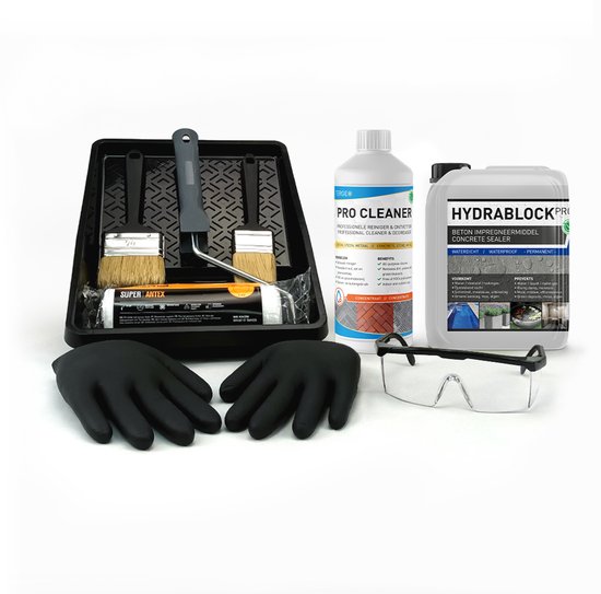 Beton impregneermiddel - Kelder impregneren - Hydrablock Pro 2.5L + 1L Betonreiniger Concentraat + Impregneerpakket