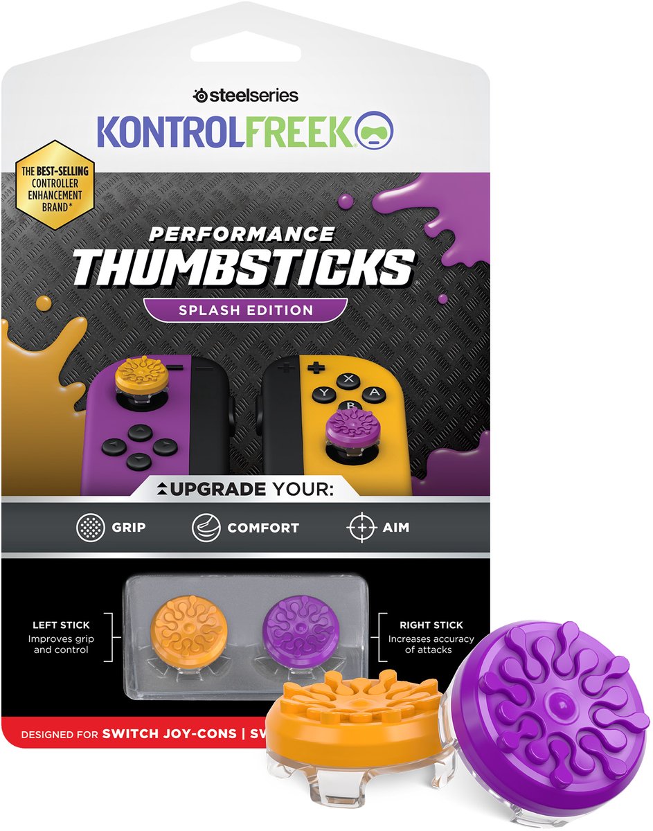 KontrolFreek Performance Thumbsticks - Switch 1 Joycon - Splash Orange/Paars