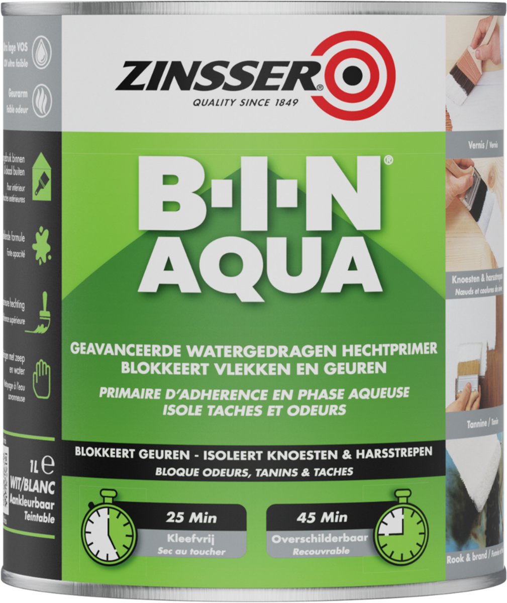 Zinsser Bin Aqua 1 liter - Watergedragen Hechtprimer