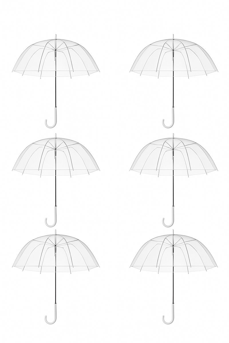 Muntel® Transparante Paraplu - Doorzichtig - Voor Volwassenen - Ø 94 cm - 6 stuks