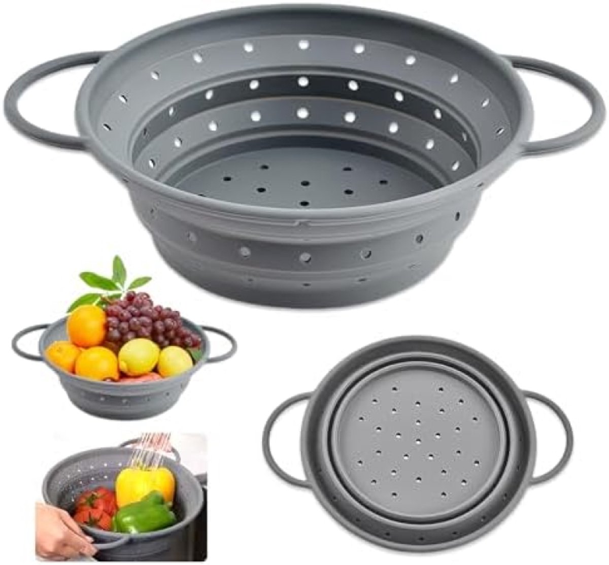 Opvouwbare keukenzeef voor pasta en groenten - 28 cm - Vaatwasserbestendig