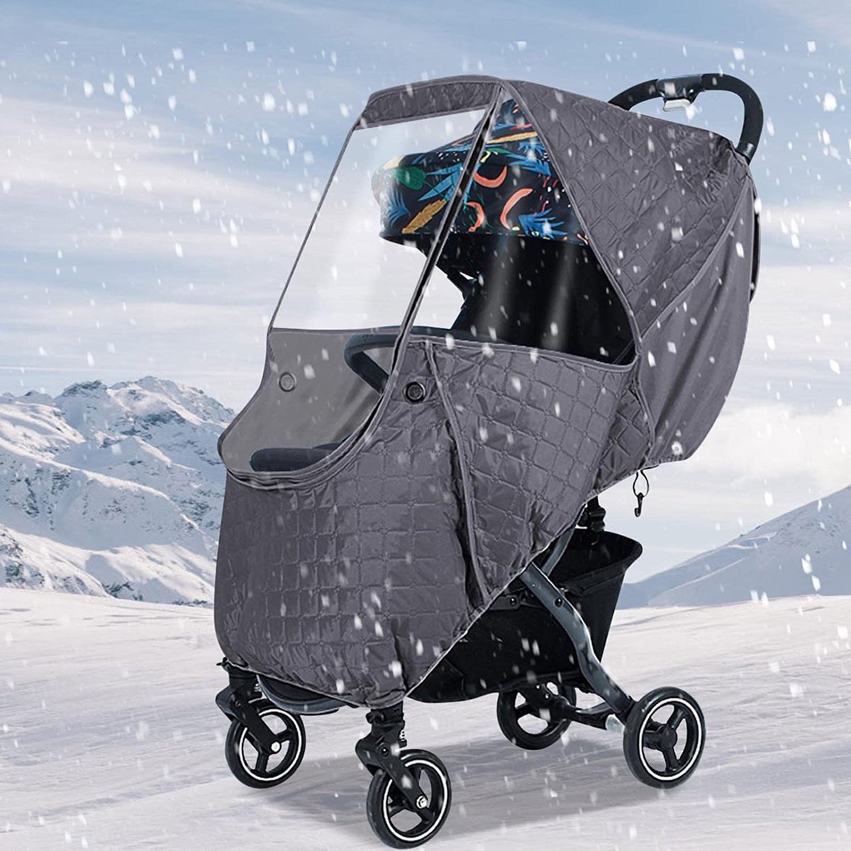 Universele regenhoes voor kinderwagens - Universele winterhoes - Regen en koubeschermingshoes voor kinderwagen - Weerbestendige hoes voor reiskinderwagens - Kinderwagenaccessoire - Weerbestendig - Waterdicht en sneeuwbestendig