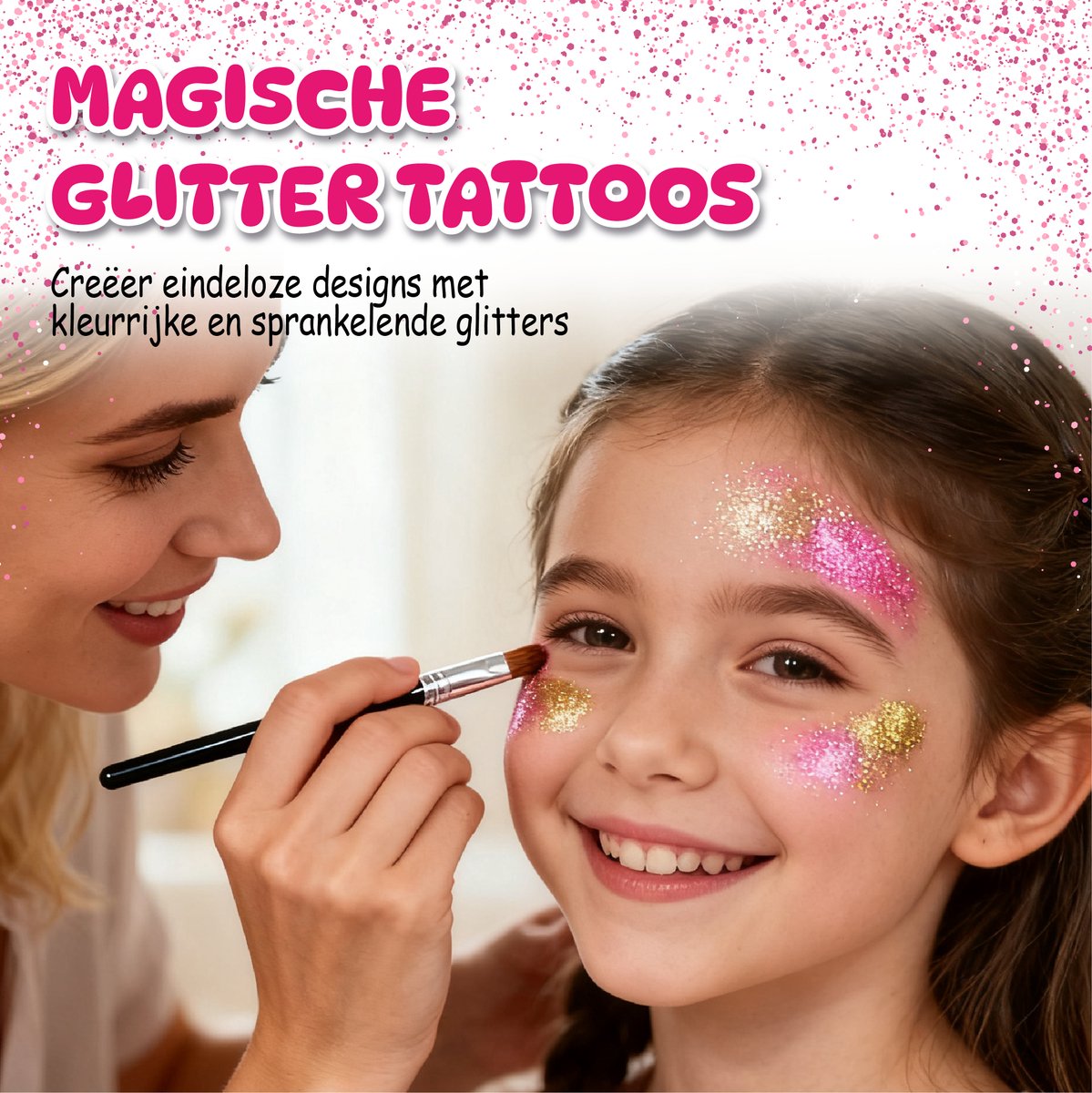 Craftiverse Glitter Tattoo Set – Prinsessen & Feeën Editie – 36 Sjablonen - 6 Kleuren - Schmink Sjablonen - Knutselpakket - Knutselen Meisjes - Huidlijm Voor Glitters - Inclusief Handleiding — afbeelding 4