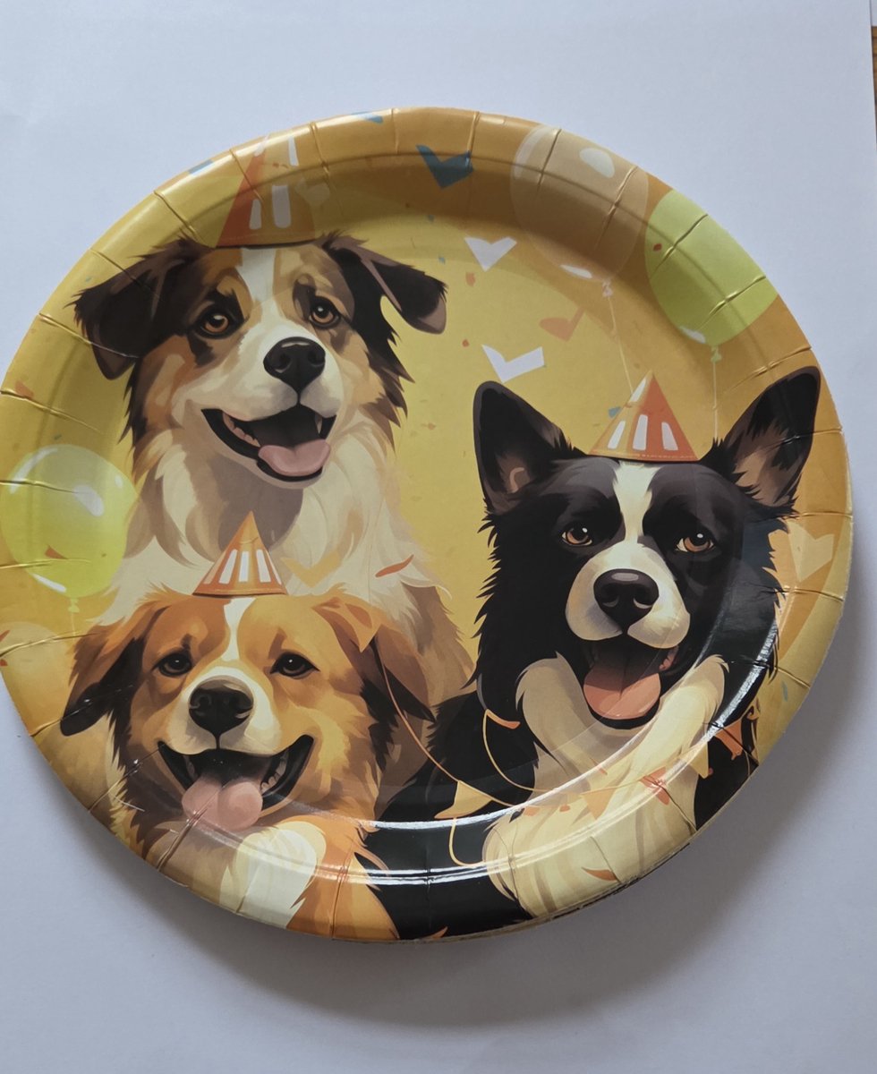 20 Bordjes Hondjes, 18cm , Wegwerp, Feestdecoratie, Verjaardag, Themafeest.