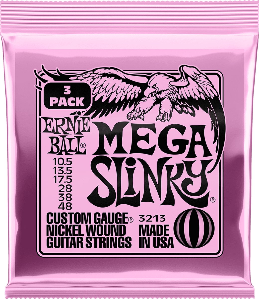 Ernie Ball 3213 Mega Slinky elektrische gitaarsnaren 3-pack (0105-048)