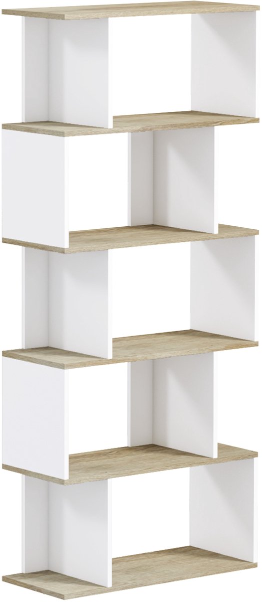 HOMCOM Boekenplank - Spaanplaat - 70x29,5x163cm - Eikenhout
