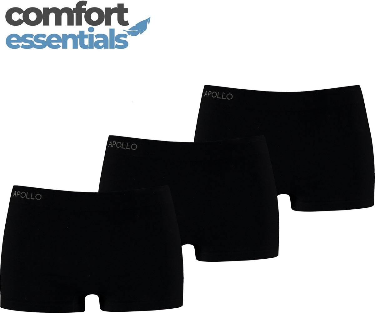 Comfort Essentials - Naadloos Ondergoed Dames - Dames Hipsters - 3 pack - Zwart - S - Dames Ondergoed Boxershort