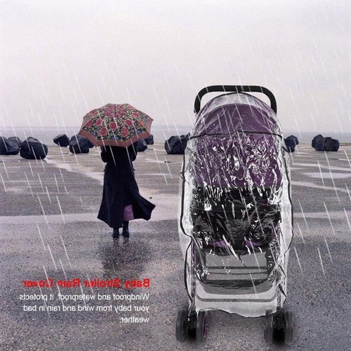 Regenbescherming kinderwagen - winddicht - transparant - regenhoes - universeel .