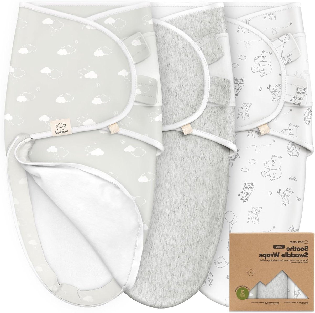 Ronte - Inbakerdoeken 3-pack voor pasgeborenen 3-6 maanden, babymeisjes, eenvoudige luierwissel.