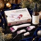 Dermaroller Microneedling - 5 in 1 SET - Gezichtsroller + Retinol Serum 30 ml - Oogroller - Bodyroller - Dermastamp