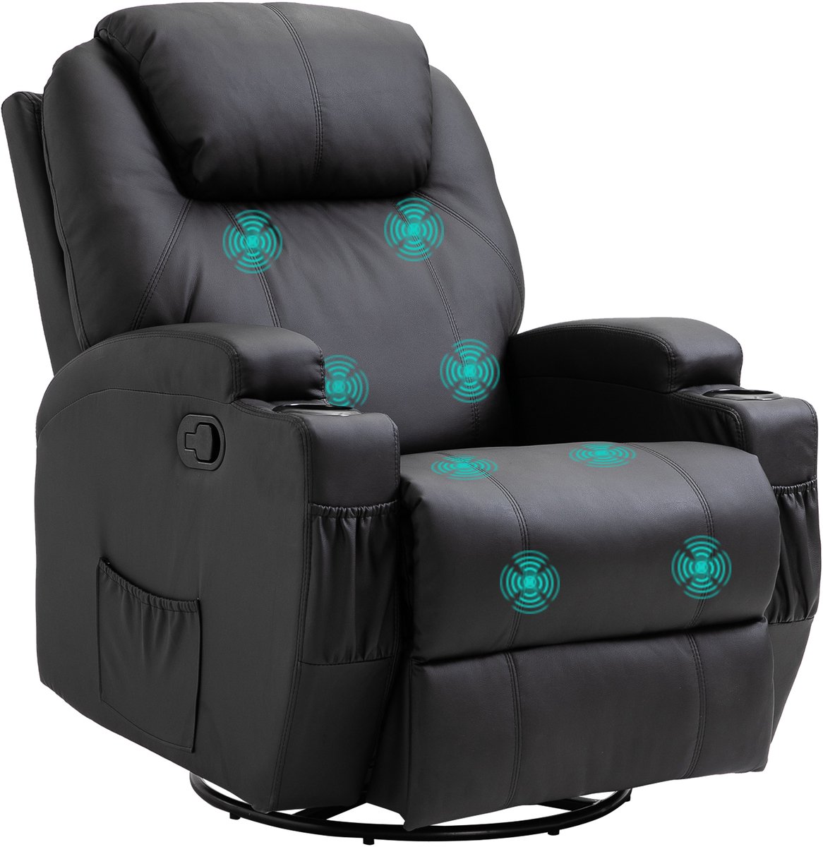 GranMaison Massagestoel - Relaxfauteuil - Zetel - Stof - 1 persoons - Met armleuning - Zeer comfortabel - Elektrisch - Zwart