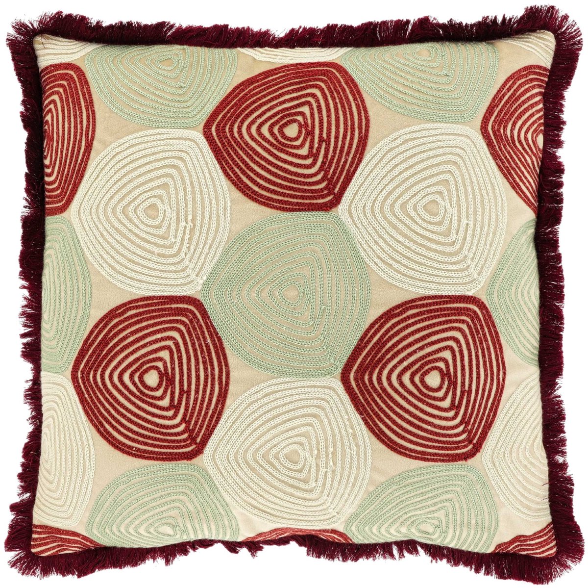Unique Living Sierkussen Sem - Textiel - Bordeaux - 45x45 cm (BxD) - Dessin 2 Beige/Bordeaux/Bruin