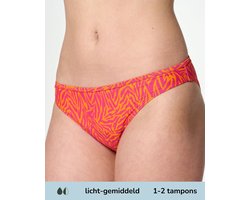 Moodies menstruatie zwemkleding tiener - Bikini Broekje - licht - gemiddeld kruisje - Print Oranje(140/146)