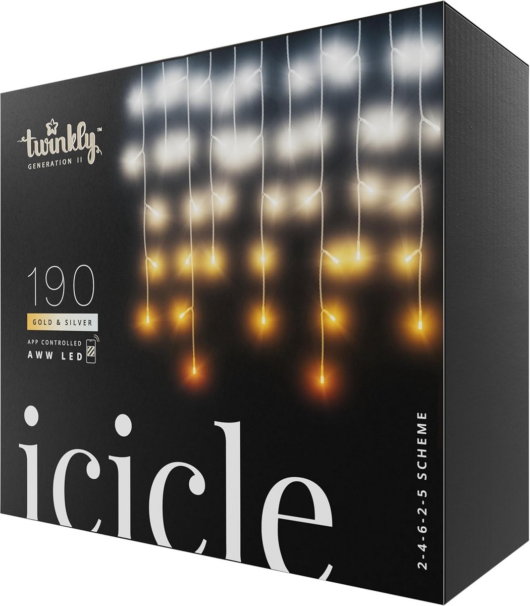 Twinkly Icicle LED Cascade Lichtsnoer 190 LED RGB+Wit 5,5m Transparante Draad - Slimme Verlichting Binnen & Buiten IP44 - Bedien met App & Stem – foto 3