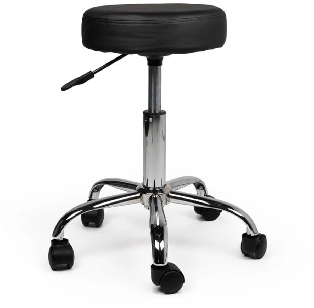 Ergonomische Tabouret Zwart op Wielen Laag (40-57cm) / zonder Voetsteun / Standaard wielen