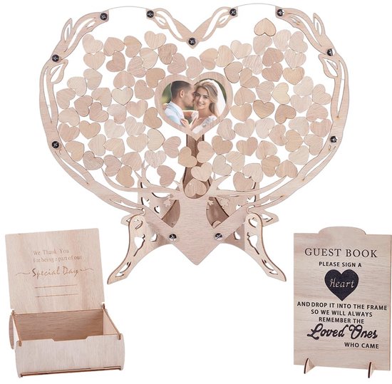 Gepersonaliseerde bruiloft-gastenboek alternatief - houten hart huwelijksceremonie bord uniek doorzichtig drop box rustiek 2b1Wedding Decor - België