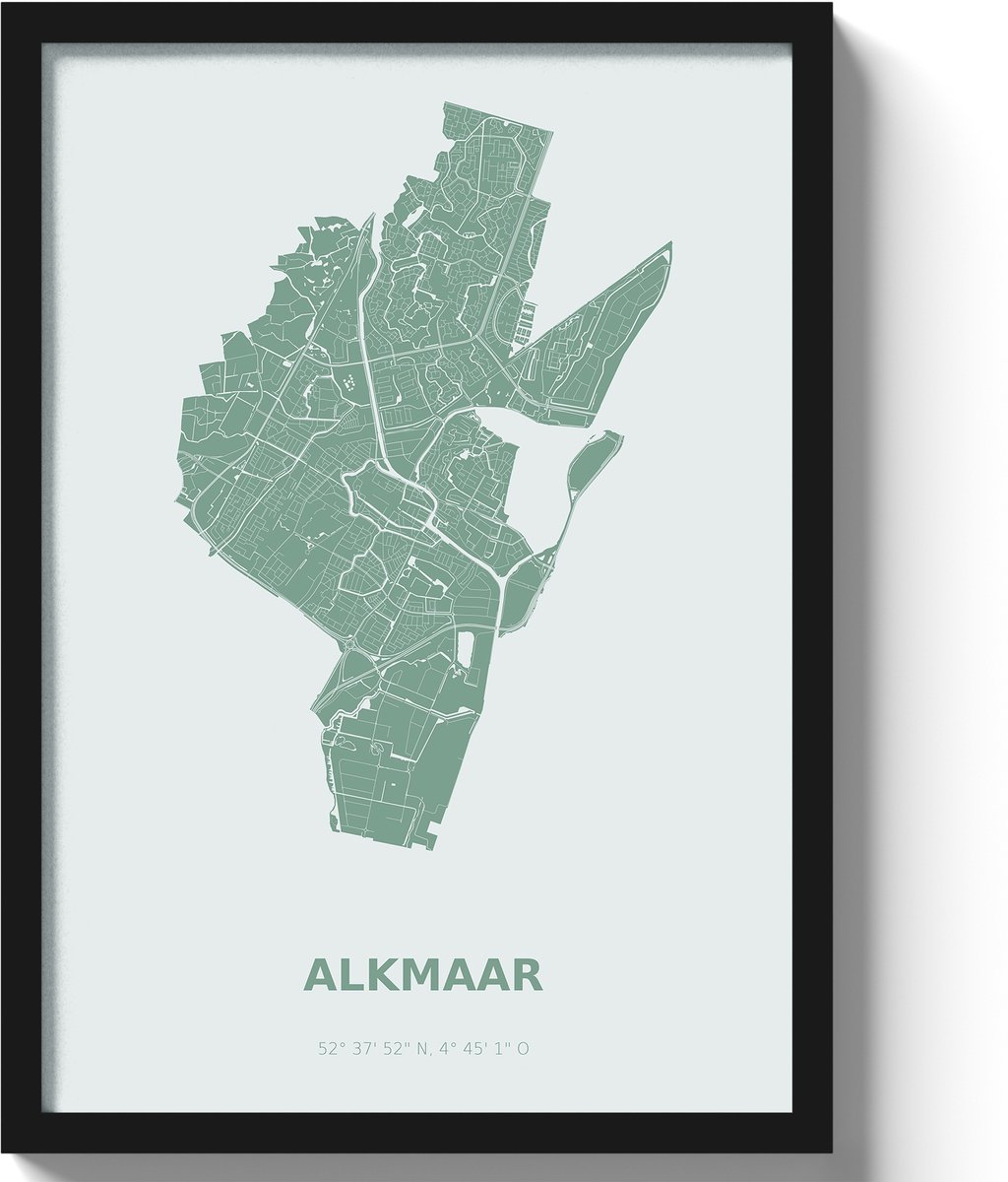 Poster Alkmaar A2 - 42 x 59,4 cm - Groen (Exclusief Lijst)