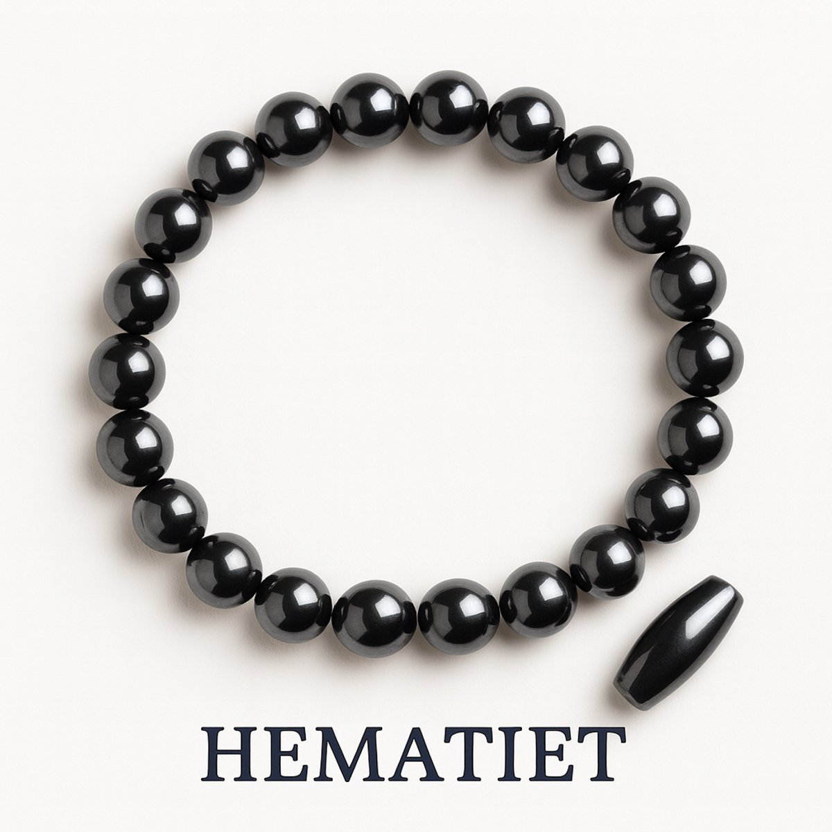 S4H hematiet Edelstenen armband 8mm kralen / size 18 cm