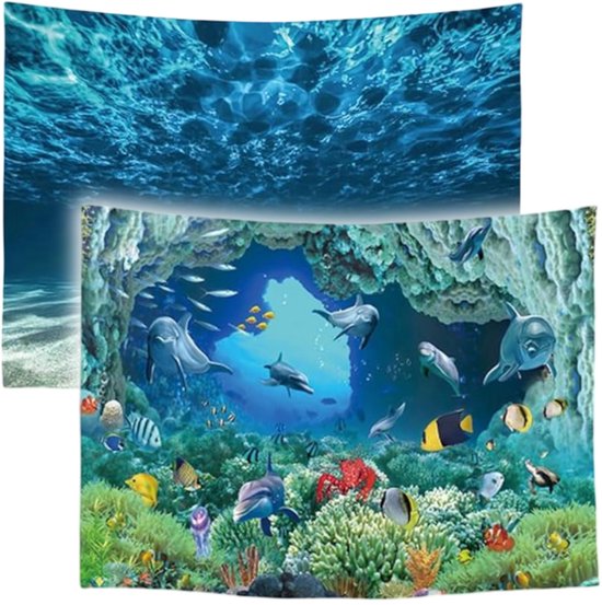 Ulticool - Tapisserie - Ocean Sea Silence Tranquility Diving Aquarium Beach - 73 cm x 95 cm - Tissu Tapisserie Peinture - Poster Art - Blauw