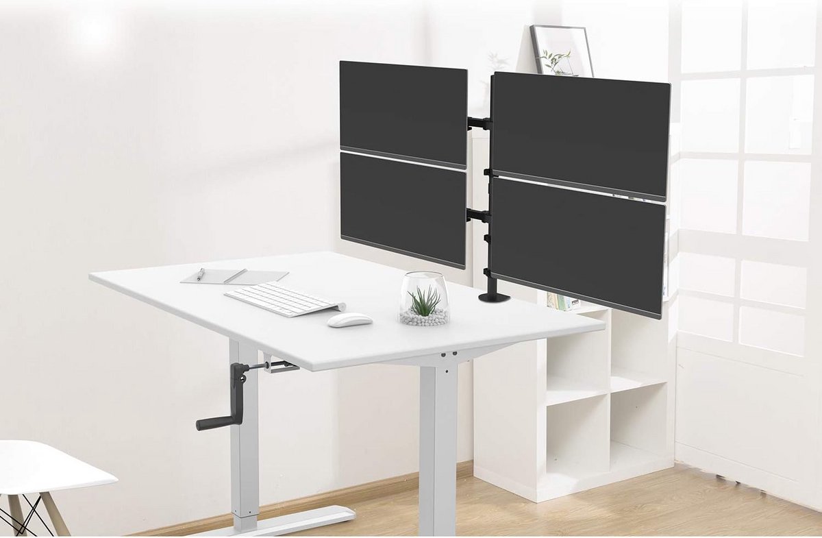 Bureausteun voor 4 Monitoren tot 32 inch - VESA 75x75/100x100 - Ruimtebesparend