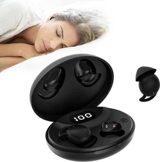 De Beste Gadgets Draadloze Slaap Oordopjes – Bluetooth Sleep Earbuds – Comfortabel voor Zijslapers – Kleine oordopjes - Kleine Oortjes – Noise Blocking – IPX6 Waterbestendig – Tot 20 Uur Batterij - Model S13 - Zwart
