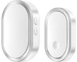 Draadloze deurbel - Draadloos - Deurbel - Deurbel - Draadloze deurbel - Met ontvanger - Noodoproepapparaat voor ouderen - Extra groot bereik - Afstandsbediening voor beller - Zilver